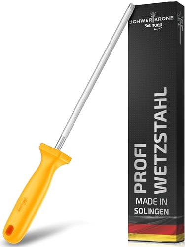 SCHWERTKRONE® Afilador de cuchillos de acero para cuchillos [fabricado en SOLINGEN - Alemania] – Afilador de cuchillos – para profesionales (cromo vanadio) – 34 cm