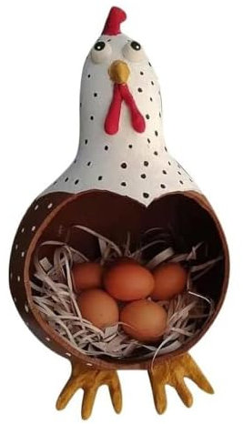 Soporte para huevos con forma de gallina, cesta de cerámica para almacenamiento de huevos, cesta de gallina, estante de cocina, huevos para recoger huevos frescos, soporte de decoración del hogar para