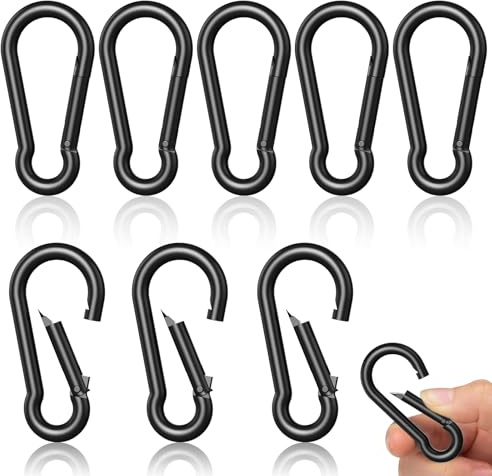 8 Stück Edelstahl Karabiner Schwarz Karabinerhaken Groß Karabiner φ8x80mm
