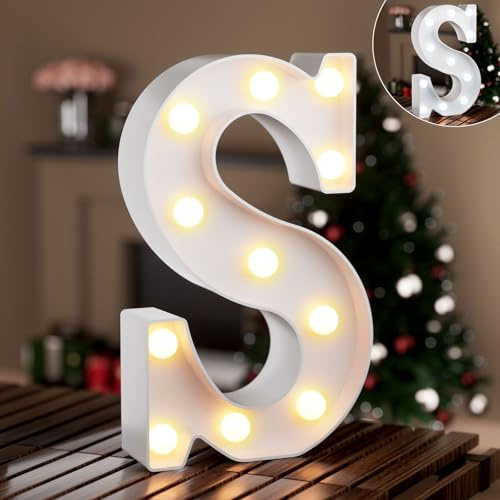 Ledido Cool & Warm LED Light up Marquee Letter S | Light up Letter for Birthday Decorations, LED Letter Lights for Proposal Wedding Grad Bar Home Bedroom Table Wall Party Decor