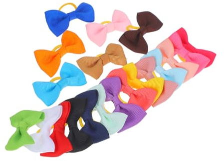 NOLITOY 20 Stück Teiliges Haargummi mit Schleifen Elastische Ponytail Halter für Kleine Mädchen Farbenfrohe Haarbänder Strapazierfähige Haarschmuck Accessoires für Festlichen Alltag