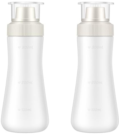 Grevosea 2 Pcs Cake Syrup Dispenser, 350ml/12oz Sauce Bottles Graduated Plastic Squeeze Bottle with Sealing Lid Reusable Baking Tools for Honey Ketchup BBQ Salad Dressing