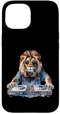 DJ Lion DJ Dance Party Music Tocadiscos Disco Jockey Animal Carcasa para iPhone 15