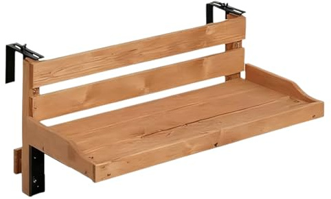 Stoolzfaid Tavolo da Balcone Sospeso,Tavolo Sospeso Ringhiera,Tavolo da Bar per Ringhiera Pensile da Esterno,Balcony Railing Bar Table Legna,Senza Ruggine,per Giardino,Terrazza,Balcone