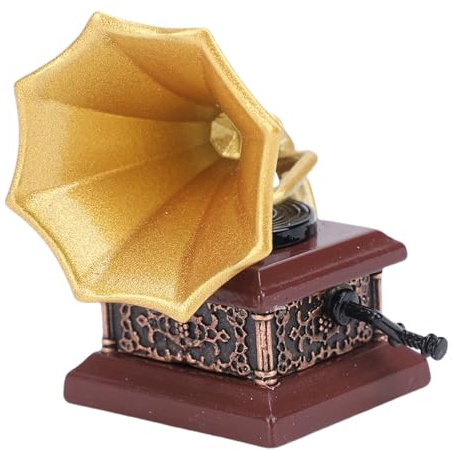 Fafeims Gramophone, Boîte à Musique Phonographe Rétro en Résine pour Maison de Poupée, Chambre à Coucher, Décor de Salon