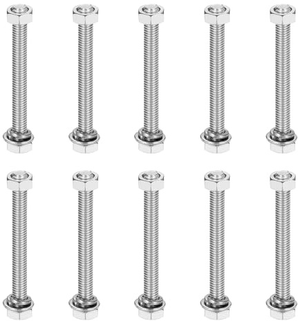 QUARKZMAN 10 Sets M5 x 45mm Vis Hexagonales 304 Acier Inoxydable Machine | Boulons Ecrous Rondelles Plates Et Rondelles Freins Kit Assortiment, Filetage Complet