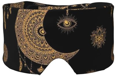 VAFZASC Sleep Mask Eye Mask Sleeping for Women Men, Eye Cover for Sleeping, Mandala Boho Crescent Moon Sun Dream Catcher