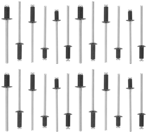 HAMPPLIES Rivets Aveugles en Aluminium Noirs 120 Pcs Assortiment M2.4 M3 M3.2 M4 Rivets Longs à Bride de Montage Résistant la Corrosion pour Bricolage et Fixation Intérieur/extérieur