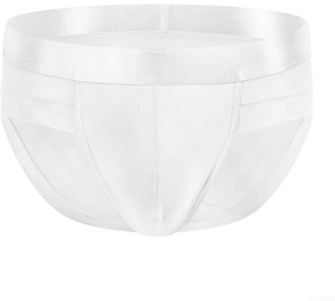 1 slip da uomo con tasca a U, biancheria intima traspirante, 90% nylon, 10% spandex, da uomo, da indossare tutti i giorni, vita media, elastico in vita (L bianco)