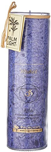 Palm Light Chakra Kerze – blau, 20cm, 100 Std. Brenndauer, in Kristalloptik, Hochwertig für Innen & Außen
