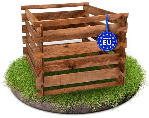 Gartenpirat Komposter Garten aus Holz – Mit Stecksystem für einfachen Aufbau – Witterungsbeständig & umweltfreundlich – 380 Liter – 90 x 90 x 70 cm