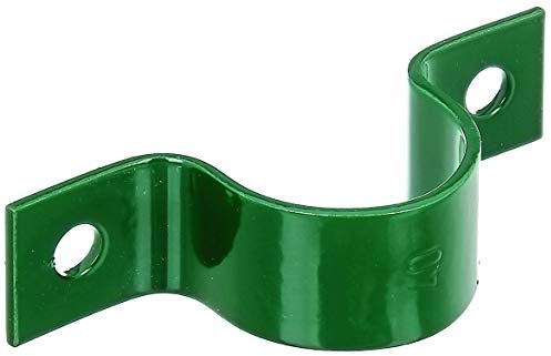 Alberts 855390 Rohrschelle | zur Befestigung von Zaunpfosten an Mauern | verzinkt, grün kunststoffbeschichtet | für Pfosten-Ø 38 mm | 10er Set