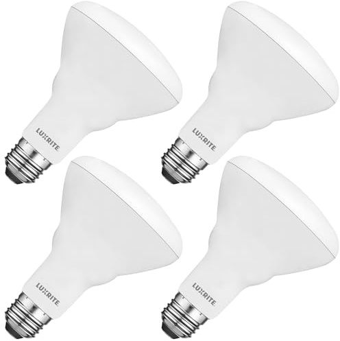Luxrite 4-Pack BR30 LED Bulb, 65W Equivalent, 3500K Natural White, Dimmable, 650 Lumens, LED Flood Light Bulbs, 8.5W, Energy Star, E26 Medium Base, Damp Rated, Indoor/Outdoor - Living Room and Kitchen
