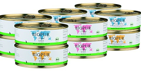 Bio Gemischtes Katzenfutter BIOPUR Sortiment 12x200g