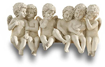 Loberon Engel Léon, weihnachtliche Kantenhocker, handbemalt, Weihnachtsfiguren, Weihnachtsdekoration, Weihnachten, Polyresin, antikweiß