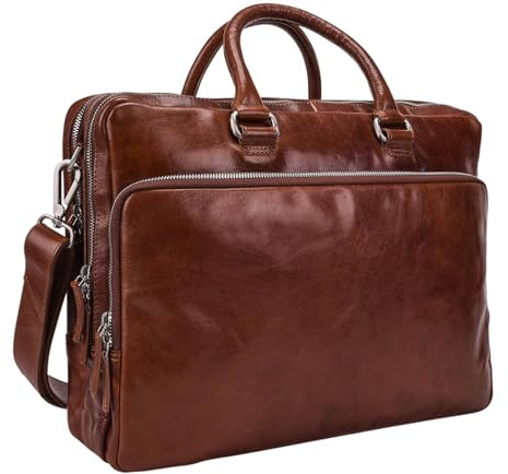 Leonhard Heyden Leder Businesstasche Laptoptasche mit Laptopfach Cambridge RV-Aktenmappe 2 Fächer 5261 Cognac braun