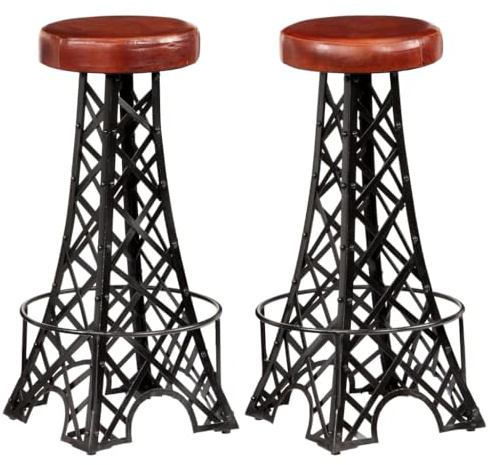 vidaXL 2X Barhocker Barstuhl Hocker Stuhl Küchenhocker Küchenstuhl Thekenhocker Esszimmerstuhl Tresenhocker Tresenstuhl Bar 40x40x76cm Echtleder