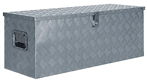 vidaXL Aluminiumbox, silberfarben, Werkzeugkasten, Anhängerbox, Deichselbox, Organizer, Gürtelbox, Aufbewahrungstruhe, Innenraum, Kofferraumverpackung, leicht, 110,5 x 38,6 x 39,9 cm