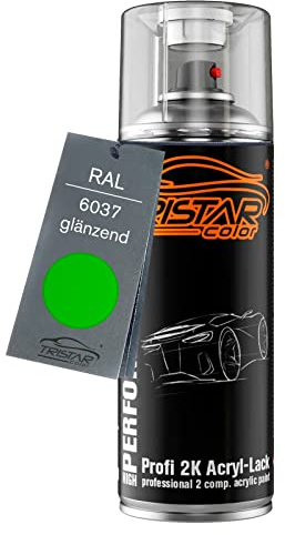 TRISTARcolor RAL 6037 Reingrün/Pure Green glänzend 2K-Acryl-Lack Spraydose | Sprühdose 400 ml, schnelltrocknend
