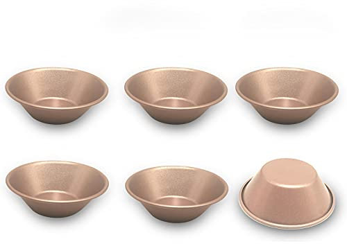 Stampo di Crostate di Uova Stampi per Tartellette Crostatine Torta Muffin Cupcake Formine Mini Tortine Teglia Furba Piattino Ciotoline per Salse Merenda Antiaderente Acciaio al Carbonio 8cm Set da 6pz