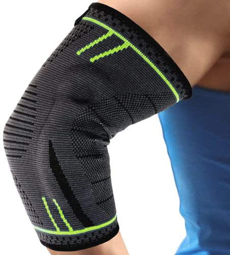 AGILE NOW® Ellenbogenbandage Upgraded stabilisiert & schützt die Gelenke – rutschfeste Tennisarm Bandage mit Curved-Gel-Pads – geeignet für alle Sportarten wie Tennis, Gewichtheben & Golf (L | Grün)