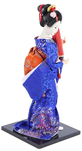 Homoyoyo 11.81 Inch Japanese Geisha Doll Humanoid Ornament with Traditional Kimono for Desktop Home Office Decor and Gift