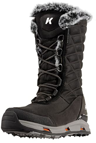 Korkers Women's South Lake Winter Boots - Extra Cozy and Waterproof - Includes Interchangeable TrailTrac Sole - Size 8/Black