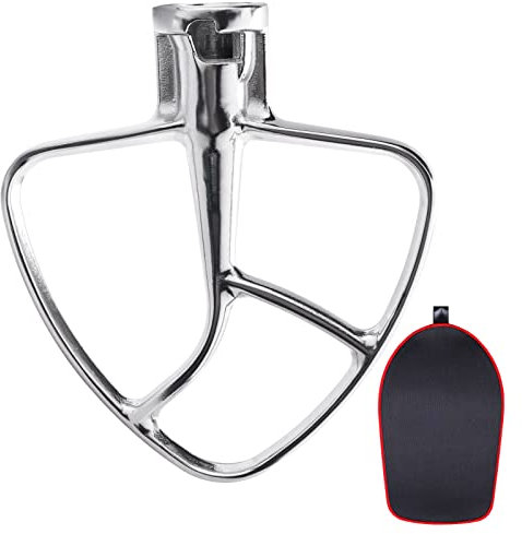 Frusta piatta per mixer KitchenAid 4,3 e 4,8 L, acciaio inossidabile, lavabile in lavastoviglie, accessori tappetino scorrevole per Kitchenaid 4.5-5 Quarti
