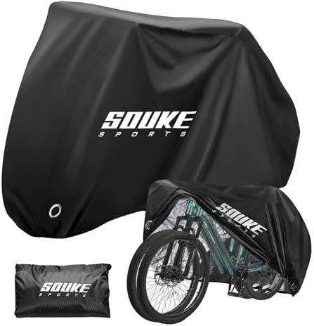 Souke Sports Bicycle Garage for 2 Bikes, Bicycle Tarpaulin Bicycle Cover Waterproof 210D Oxford Fabric with Lock Holes & Bag Bicycle Raincover 200 x 70 x 110 cm