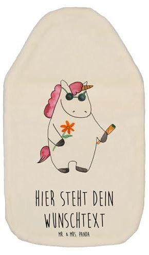Mr. & Mrs. Panda Personalisierte Wärmflasche Einhorn Woodstock - Weiß