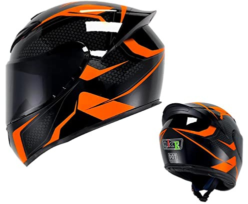 DXDRT Unisex-Adult Full Face Motorradhelm DOT/ECE Genehmigt Street Bike Helm Mit Getönten Visieren Und Mehreren Öffnungen Motorrad Moped Motocross Stil Helm Für Männer Frauen,Orange Arrow,XL