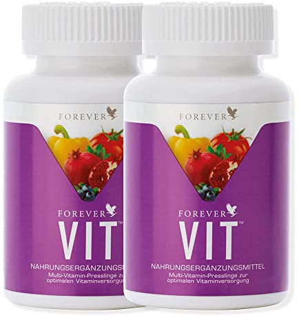 Forever VIT, 12 Vitamine + Zink + Eisen, Nahrungsergänzungsmittel zum Kauen oder Lutschen, Multivitaminkomplex, fruchtig, vegan, glutenfrei, (2 x 120 Presslinge)