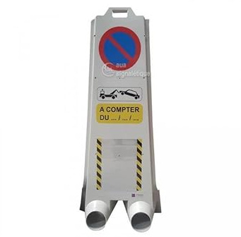AUA SIGNALETIQUE -Kit Panneau Stationnement Interdit - B6M3 + Socle en Tissu à remplir avec du Sable ou Gravier (Kit Panneau Stationnement Interdit)