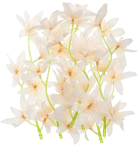 PATIKIL 7 Inch Artificial Orchid Flower, 12 Pcs Floating Candles Simulation Flower Cylinder Vase Fillers for Home Wedding Decoration, Champagne
