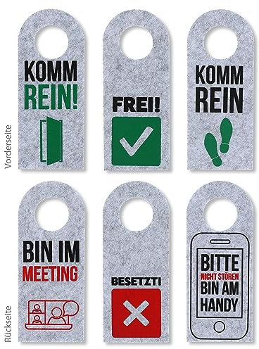 FunX Filz Türanhänger 3er Set - Kreative Türhänger mit lustigen Botschaften für die ganze Familie und das Büro- Ideale Geschenkidee für Geburtstag, Weihnachten oder einfach so