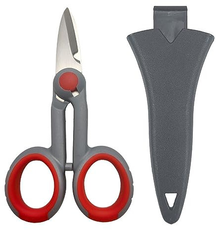 Forbici da elettricista, resistenti, con bordo seghettato, con copertura protettiva, attrezzatura multiuso per esterni, filo di rame, grigio