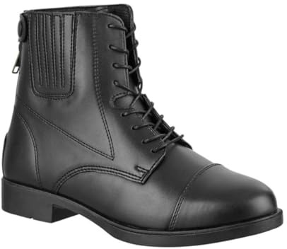 Contrace Reitstiefeletten BZ Lace Vegan – Schwarz – Gr. 29-46 | Mädchen & Damen Reitschuhe aus Kunstleder – atmungsaktive Stiefeletten – mit Reißverschluss, Schnürung & Mesh-Futter