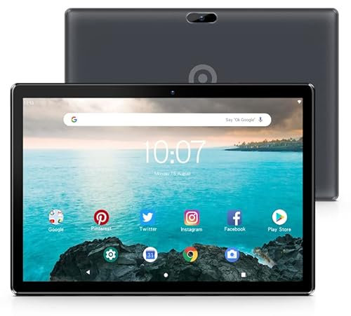 PRITOM 10 inch Android WiFi Tablet, 64GB ROM, 1024GB Expand, Quad Core Processor, HD IPS Screen, 6000mAh Battery, Dual Camera, WiFi, Bluetooth, Tablet