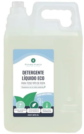 PLANETA HUERTO | Detergente Líquido Ropa Eco Aroma Natural a Ropa Limpia 5L – Detergente Ecológico para Todo Tipo de Prendas, Elimina Manchas Difíciles y Cuida el Medio Ambiente