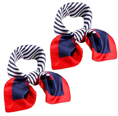 CYNOSURETECH 2-Piece Nautical Scarf, Red Blue White Square Scarf, Nautical Sailor Costume Accessories, Suitable for Prom, Party, Cosplay and Celebration