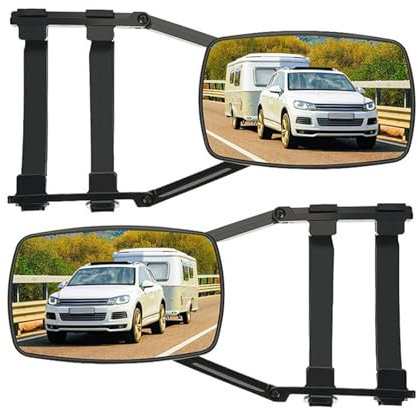TKSE Rétroviseurs de Remorquage, 2 pièces Rétroviseurs de Caravane Universels, rétroviseur de remorquage à Vision Large à Bras Long Réglable Rétroviseur d'angle Mort pour Remorque Camion Caravane