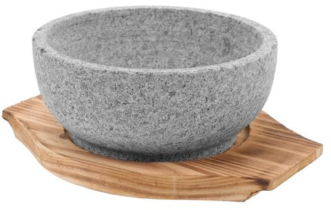 Cabilock 16 Cm Koreanisches Bibimbap-schüsseln-set Steintopf Servierschüssel Karbonisiertes Holz Natursteinmaterial Leicht Und Elegant Für Die Koreanische Küche