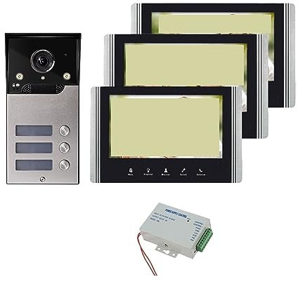 nmbhus Videocitofono Videocitofono Videocitofono Da 7 Pollici A 4 Fili Con Campanello For Porte Con Pulsanti 2/3/4 For Sistema Videocitofonico HD For Famiglie(Size:V7022B-MAS-3)