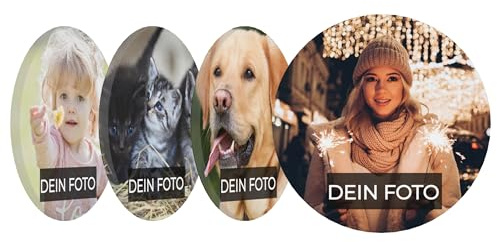 Personalisierter Foto Magnet, Kühlschrankmagnet Selbst Gestalten, Mit Foto Und Text, Acryl Material, Magnete -Set (4 Stück Fotomagnete,φ5.5cm)
