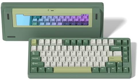 LQXQ SK75 Teclado Mecánico Inalámbrico 75% Aluminio, Interruptores Pom Pre-lubricados Teclado RVB Gaming, 3 Modos BT5.0/2.4G/USB-C, Teclado Hot-Swappable con Junta, Verde