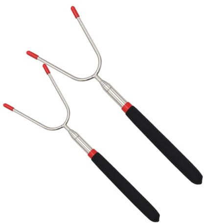 BESPORTBLE 2stücke Grillspieße Teleskopische Bbq Gabeln Edelstahl Förmige Bratgabel Für Würstchen Gemüse Und Mehr Für Camping Und Lagerfeuer Mit Komfortablem Griff