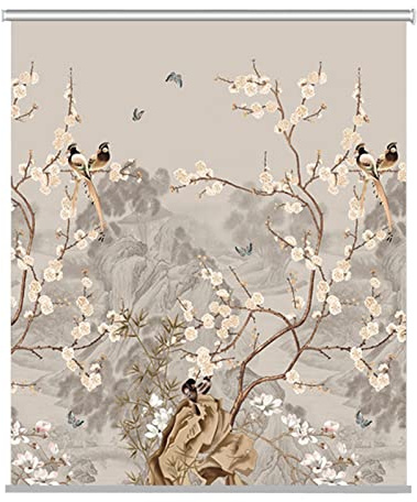 Persianas enrollables con estampado de arte oriental para dormitorio, cocina, oficina, hotel, tela retro, opacas, opacas, oscurecimiento de la habitación, 60 x 200 cm