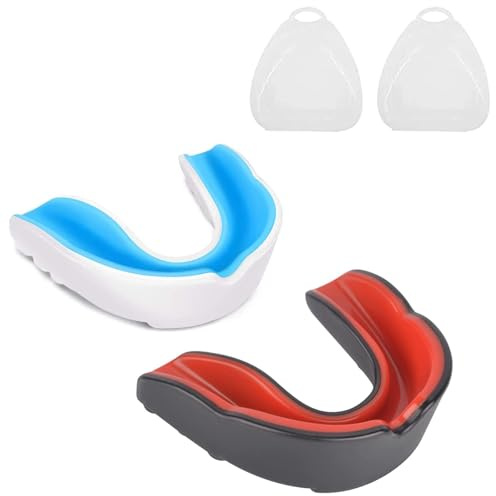 CVNRCLP 2-Pack Sports Mouthguard for Kids - Durable Gum Shield with Portable Case for Rugby, Hockey, Boxing, Martial Arts, and Contact Sports - Youth Protection Gear
