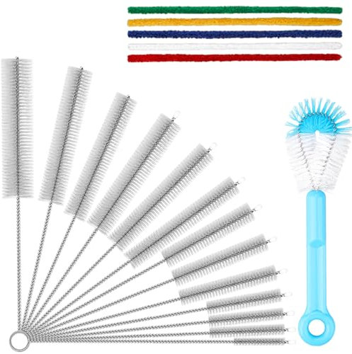 zeyedemo 19PCS Bottle Brushes Nylon Drinking Straws Cleaner Pipe Tube Cleaning Brushes Set Long Bottle Cleaning Brushes Straw Cleaning Brush for Baby Bottle Tube Pipe Flask Straws Cleaning