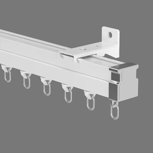 Flexible Deckenvorhangschiene aus Aluminium, 9,8 m lang, biegbar, für Vorhänge, gebogenes Duschvorhangschienensystem für Wohnmobile, Weiß